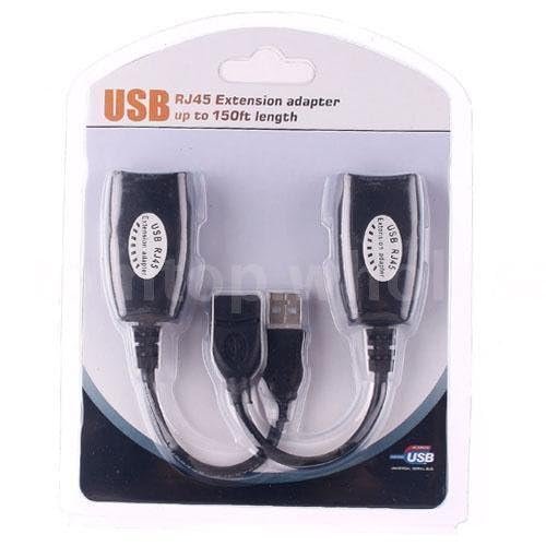 SEEMECX 150 Ft USB (Male) to RJ45 + USB (Female) USB Over Cat5/5e/6 Extension Adapter RJ45 -Up to 150ft Length USB LAN Extender (Black) - Image 3